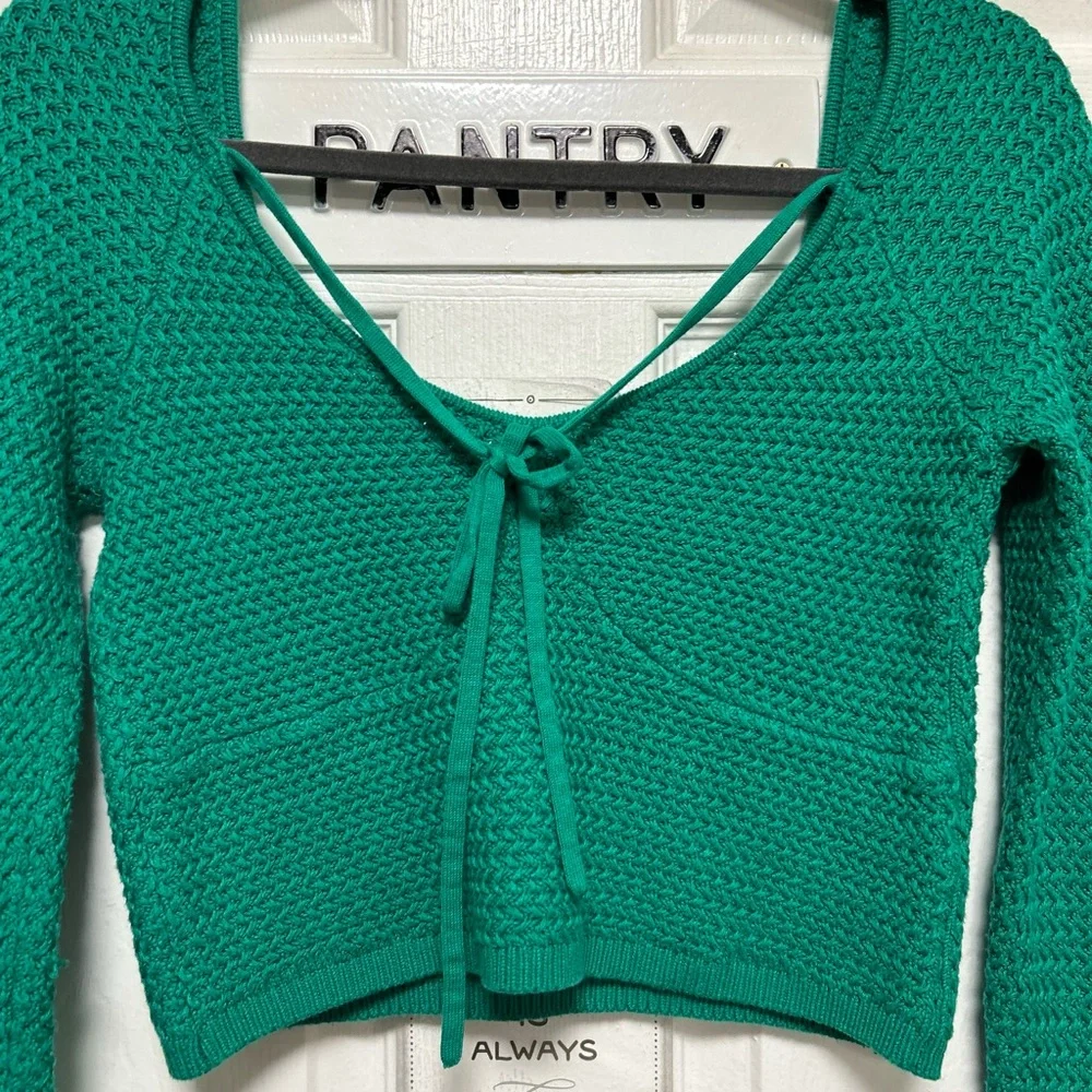 Free People Beach Crochet Halter Green Sweater Size Small - Picture 3 of 11